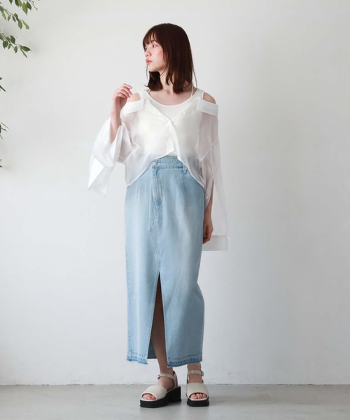 archives(アルシーヴ)の「シアーマルチシャツ×ニットタンクSET(シャツ/ブラウス・レディース・ブラック/ベージュ/オフホワイト/ピンク・MEDIUM)」の20枚目の写真