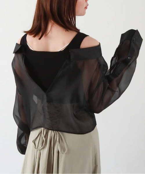 archives(アルシーヴ)の「シアーマルチシャツ×ニットタンクSET(シャツ/ブラウス・レディース・ブラック/ベージュ/オフホワイト/ピンク・MEDIUM)」の22枚目の写真