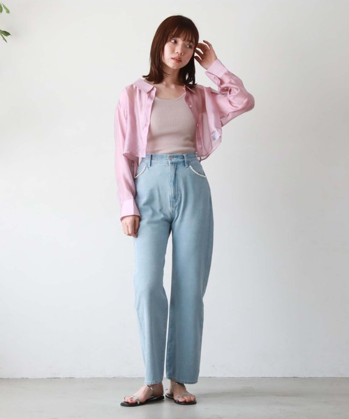 archives(アルシーヴ)の「シアーマルチシャツ×ニットタンクSET(シャツ/ブラウス・レディース・ブラック/ベージュ/オフホワイト/ピンク・MEDIUM)」の18枚目の写真