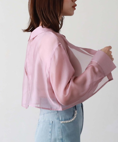 archives(アルシーヴ)の「シアーマルチシャツ×ニットタンクSET(シャツ/ブラウス・レディース・ブラック/ベージュ/オフホワイト/ピンク・MEDIUM)」の7枚目の写真