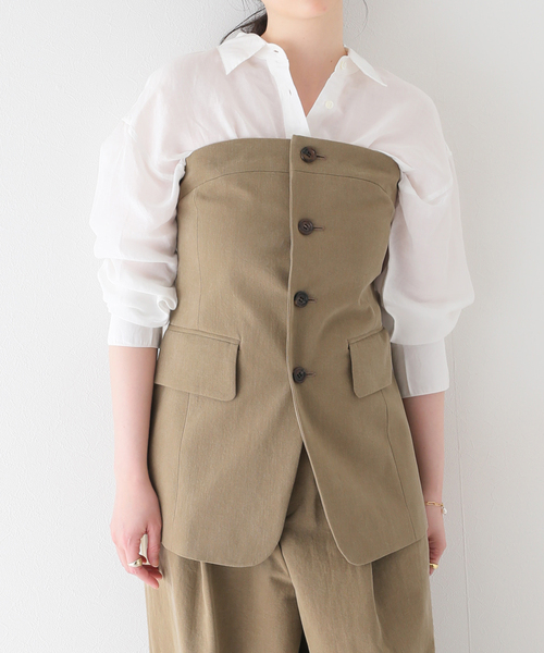 PARIS　ベージュベスト Lサイズ セール】 スタンドカラー パイピング シェルパフリースベスト （ベスト