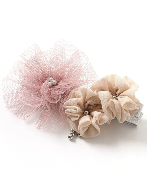 apres les cours(アプレレクール)の「チュールフラワーヘアクリップ_あぷれのはんなり浴衣&甚平(バレッタ/ヘアクリップ・キッズ・ピンク/アイボリー・FREE)」の5枚目の写真