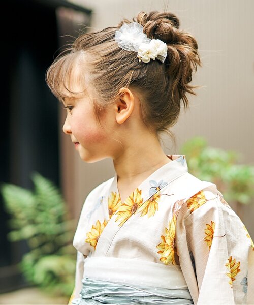 apres les cours(アプレレクール)の「チュールフラワーヘアクリップ_あぷれのはんなり浴衣&甚平(バレッタ/ヘアクリップ・キッズ・ピンク/アイボリー・FREE)」の14枚目の写真