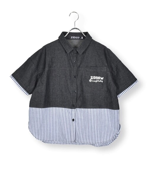 ZIDDY（ジディ）の「デニムコットンドッキングシャツ(130~160cm)（シャツ/ブラウス・キッズ・ブルー/ブラック・160/140/130/150）」の13枚目の写真