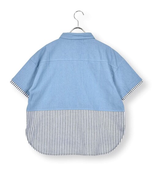 ZIDDY（ジディ）の「デニムコットンドッキングシャツ(130~160cm)（シャツ/ブラウス・キッズ・ブルー/ブラック・160/140/130/150）」の21枚目の写真