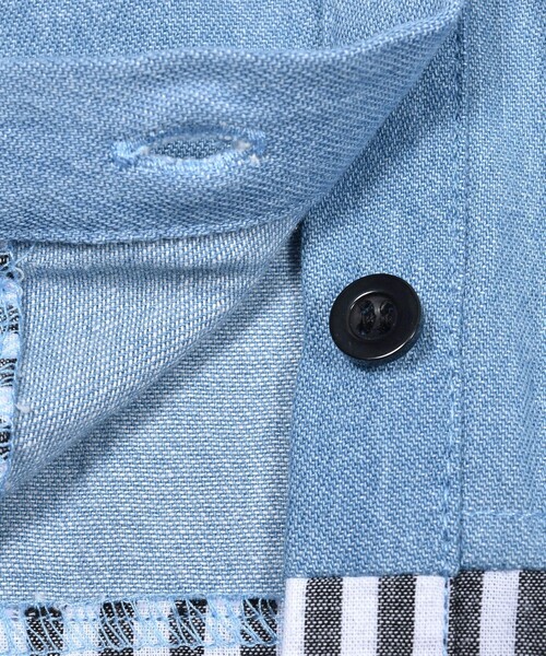 ZIDDY（ジディ）の「デニムコットンドッキングシャツ(130~160cm)（シャツ/ブラウス・キッズ・ブルー/ブラック・160/140/130/150）」の7枚目の写真