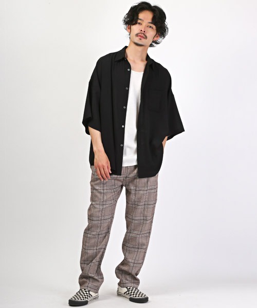 LUXSTYLE（ラグスタイル）の「ビッグシルエット半袖シャツ（シャツ/ブラウス・メンズ・ブラック/ホワイト/ブルーグレー/グリーン・L/M/XL）」の10枚目の写真