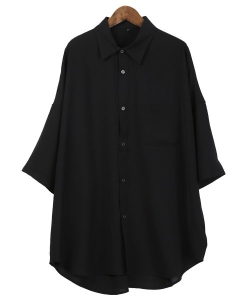 LUXSTYLE（ラグスタイル）の「ビッグシルエット半袖シャツ（シャツ/ブラウス・メンズ・ブラック/ホワイト/ブルーグレー/グリーン・L/M/XL）」の14枚目の写真