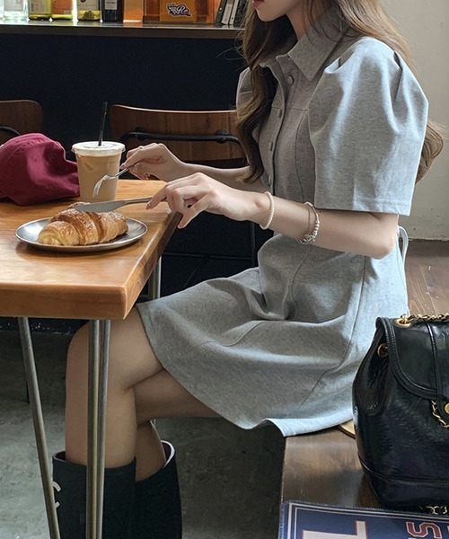 セール】YUGA_YGMC ボリュームスリーブ フレアミニワンピース