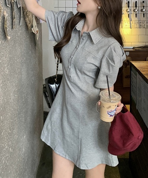 セール】YUGA_YGMC ボリュームスリーブ フレアミニワンピース