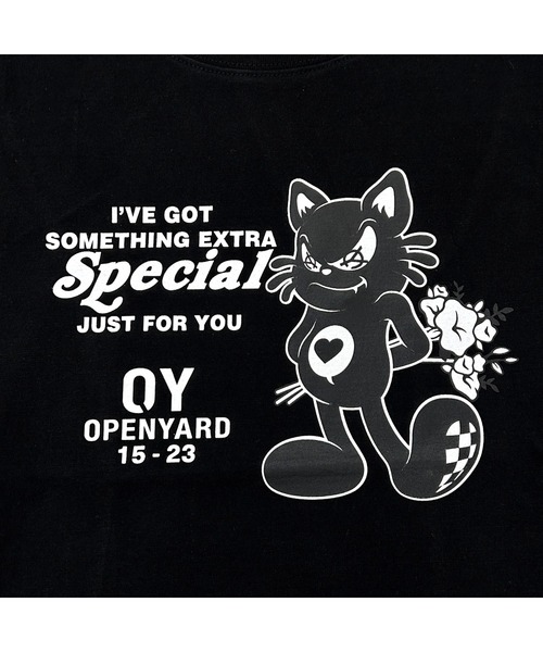 OY（オーワイ）の「『OY/オーワイ』BLACK CAT CROP/ブラックキャット クロップ 半袖カットソー（Tシャツ/カットソー・レディース・ホワイト/ブラック/ライトピンク・FREE）」の5枚目の写真