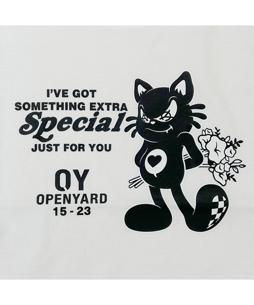 OY（オーワイ）の「『OY/オーワイ』BLACK CAT CROP/ブラックキャット クロップ 半袖カットソー（Tシャツ/カットソー・レディース・ホワイト/ブラック/ライトピンク・FREE）」の6枚目の写真