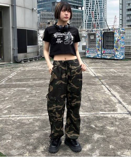 OY（オーワイ）の「『OY/オーワイ』BLACK CAT CROP/ブラックキャット クロップ 半袖カットソー（Tシャツ/カットソー・レディース・ホワイト/ブラック/ライトピンク・FREE）」の10枚目の写真