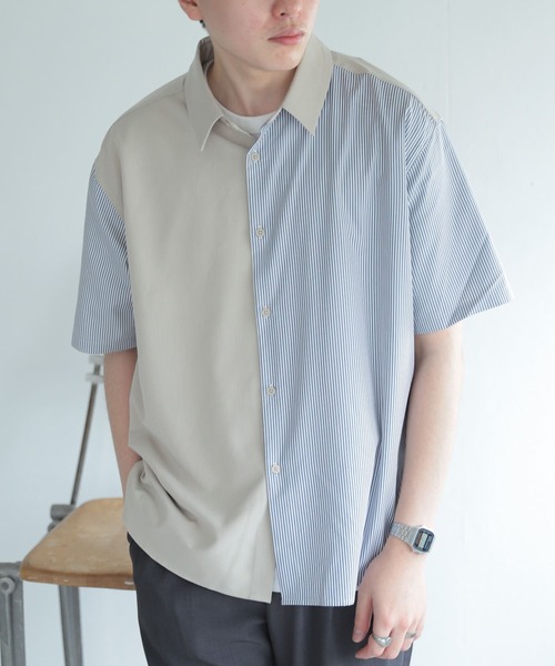 SENSE OF PLACE by URBAN RESEARCH（センスオブプレイスバイアーバンリサーチ）の「『イージーケア』ストライプブロックドシャツ(5分袖)（シャツ/ブラウス・メンズ・その他1/その他3/その他2/その他4/その他5・MEDIUM/LARGE）」の5枚目の写真