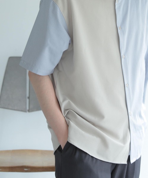 SENSE OF PLACE by URBAN RESEARCH（センスオブプレイスバイアーバンリサーチ）の「『イージーケア』ストライプブロックドシャツ(5分袖)（シャツ/ブラウス・メンズ・その他1/その他3/その他2/その他4/その他5・MEDIUM/LARGE）」の6枚目の写真