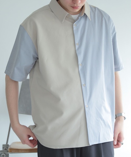 SENSE OF PLACE by URBAN RESEARCH（センスオブプレイスバイアーバンリサーチ）の「『イージーケア』ストライプブロックドシャツ(5分袖)（シャツ/ブラウス・メンズ・その他1/その他3/その他2/その他4/その他5・MEDIUM/LARGE）」の7枚目の写真