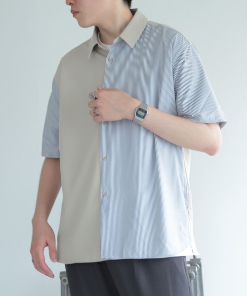 SENSE OF PLACE by URBAN RESEARCH（センスオブプレイスバイアーバンリサーチ）の「『イージーケア』ストライプブロックドシャツ(5分袖)（シャツ/ブラウス・メンズ・その他1/その他3/その他2/その他4/その他5・MEDIUM/LARGE）」の9枚目の写真