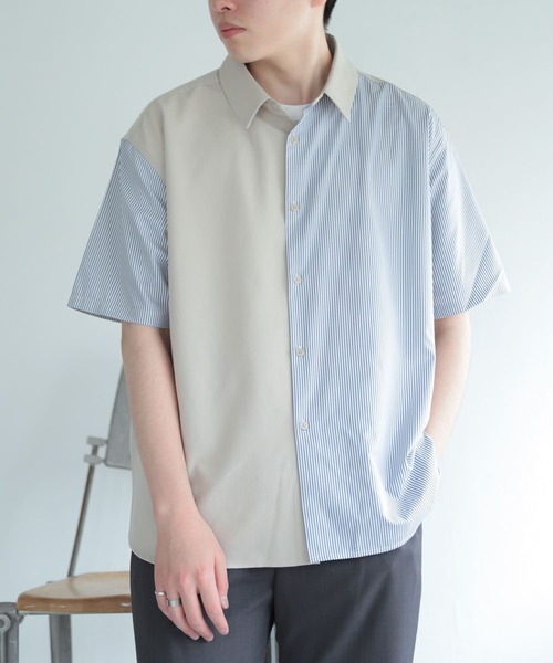 SENSE OF PLACE by URBAN RESEARCH（センスオブプレイスバイアーバンリサーチ）の「『イージーケア』ストライプブロックドシャツ(5分袖)（シャツ/ブラウス・メンズ・その他1/その他3/その他2/その他4/その他5・MEDIUM/LARGE）」の10枚目の写真