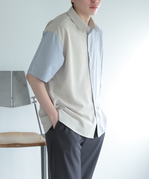 SENSE OF PLACE by URBAN RESEARCH（センスオブプレイスバイアーバンリサーチ）の「『イージーケア』ストライプブロックドシャツ(5分袖)（シャツ/ブラウス・メンズ・その他1/その他3/その他2/その他4/その他5・MEDIUM/LARGE）」の11枚目の写真