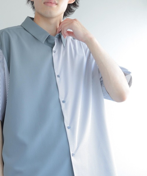 SENSE OF PLACE by URBAN RESEARCH（センスオブプレイスバイアーバンリサーチ）の「『イージーケア』ストライプブロックドシャツ(5分袖)（シャツ/ブラウス・メンズ・その他1/その他3/その他2/その他4/その他5・MEDIUM/LARGE）」の15枚目の写真