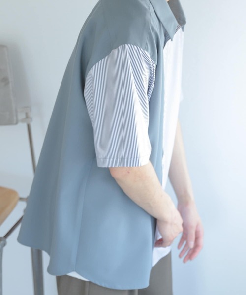 SENSE OF PLACE by URBAN RESEARCH（センスオブプレイスバイアーバンリサーチ）の「『イージーケア』ストライプブロックドシャツ(5分袖)（シャツ/ブラウス・メンズ・その他1/その他3/その他2/その他4/その他5・MEDIUM/LARGE）」の16枚目の写真