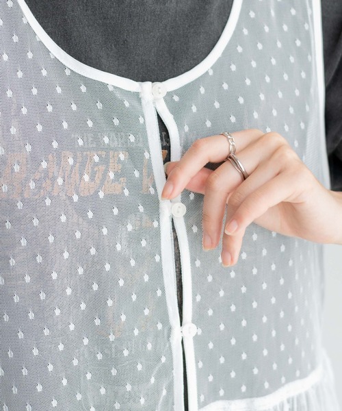 WEGO（ウィゴー）の「WEGO/マルチWAYドットチュールリボンロングワンピース（ワンピース・レディース・ホワイト・FREE）」の3枚目の写真