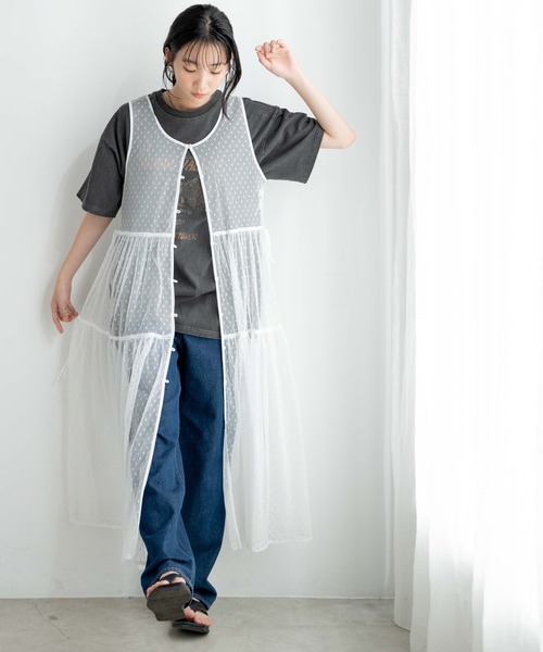 WEGO（ウィゴー）の「WEGO/マルチWAYドットチュールリボンロングワンピース（ワンピース・レディース・ホワイト・FREE）」の11枚目の写真