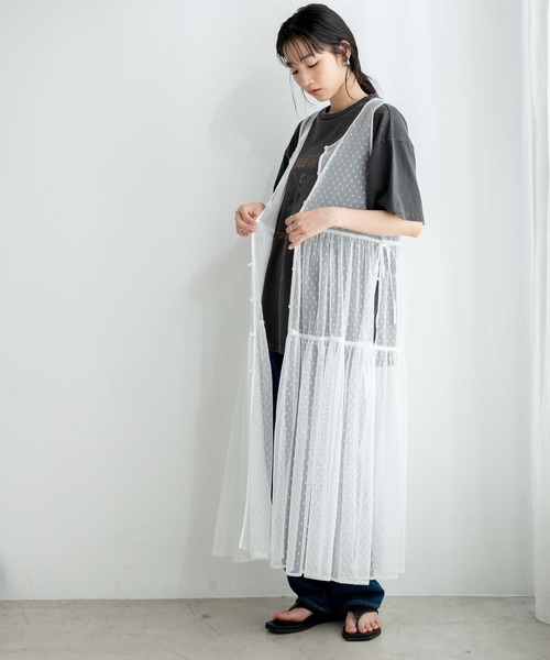 WEGO（ウィゴー）の「WEGO/マルチWAYドットチュールリボンロングワンピース（ワンピース・レディース・ホワイト・FREE）」の12枚目の写真