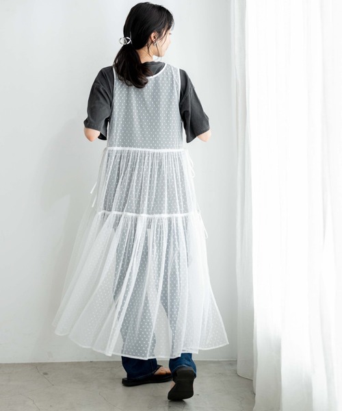 WEGO（ウィゴー）の「WEGO/マルチWAYドットチュールリボンロングワンピース（ワンピース・レディース・ホワイト・FREE）」の14枚目の写真