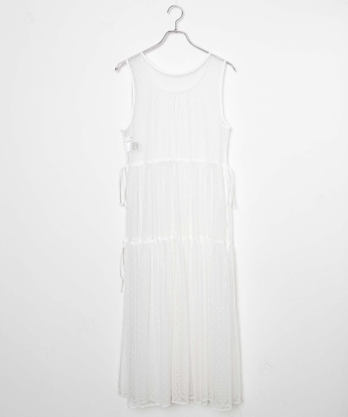 WEGO（ウィゴー）の「WEGO/マルチWAYドットチュールリボンロングワンピース（ワンピース・レディース・ホワイト・FREE）」の15枚目の写真