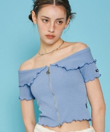 A'GEM/9 × .kom『 FANCY CLUB/ファンシークラブ』NAVID 2 WAY OFFSHOULDER COLLAR ZIP UP/2way オフショルダー