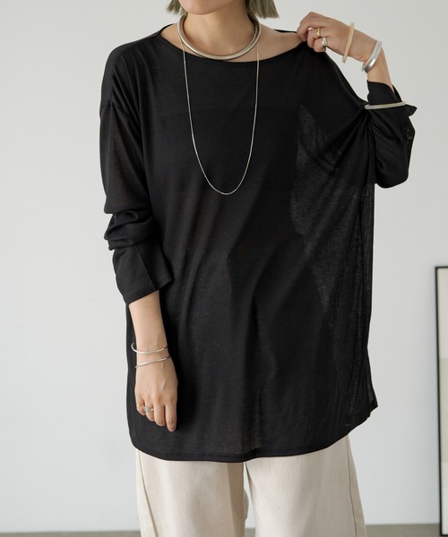 Omekashi（オメカシ）の「シアールーズロングTシャツ（Tシャツ/カットソー・レディース・ブラック/ブルー/オフホワイト・FREE）」の18枚目の写真