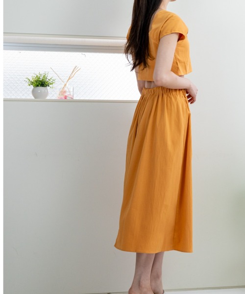 a lot of love（ア ロット オブ ラブ）の「トップス＆ハイウエストスカート・ツーピースセット（ワンピース・レディース・オレンジ/ブラック・FREE）」の13枚目の写真