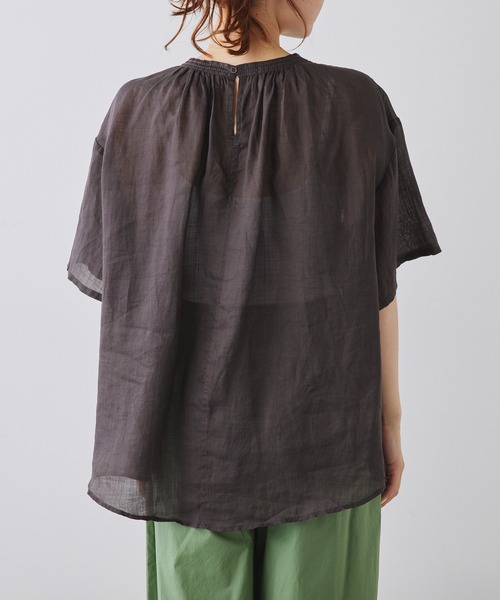 PUAL CE CIN（ピュアルセシン）の「ラミープルオーバーブラウス（シャツ/ブラウス・レディース・オリーブ/オフホワイト/チャコールグレー・FREE）」の15枚目の写真