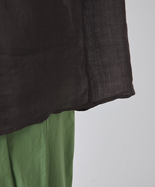 PUAL CE CIN（ピュアルセシン）の「ラミープルオーバーブラウス（シャツ/ブラウス・レディース・オリーブ/オフホワイト/チャコールグレー・FREE）」の19枚目の写真