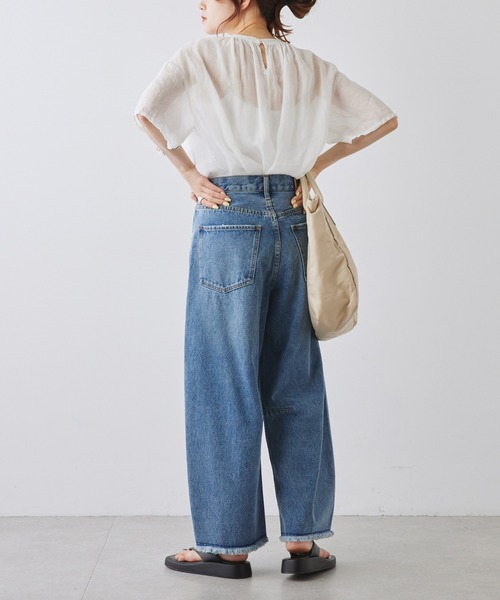 PUAL CE CIN（ピュアルセシン）の「ラミープルオーバーブラウス（シャツ/ブラウス・レディース・オリーブ/オフホワイト/チャコールグレー・FREE）」の6枚目の写真