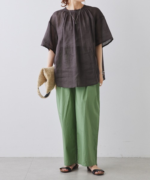 PUAL CE CIN（ピュアルセシン）の「ラミープルオーバーブラウス（シャツ/ブラウス・レディース・オリーブ/オフホワイト/チャコールグレー・FREE）」の11枚目の写真