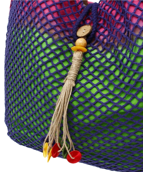 チャイハネ（チャイハネ）の「【チャイハネ】グラデーションネットバッグ（トートバッグ・レディース・ホワイト/パープル/イエロー/レッド/エメラルド・FREE）」の8枚目の写真