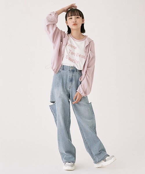 LOVETOXIC（ラブトキシック）の「シアーシャツブルゾン（シャツ/ブラウス・キッズ・ブラック/オフホワイト/ピンク・S/L/M）」の14枚目の写真
