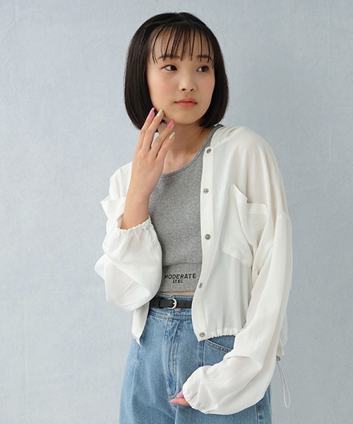 LOVETOXIC（ラブトキシック）の「シアーシャツブルゾン（シャツ/ブラウス・キッズ・ブラック/オフホワイト/ピンク・S/L/M）」の19枚目の写真