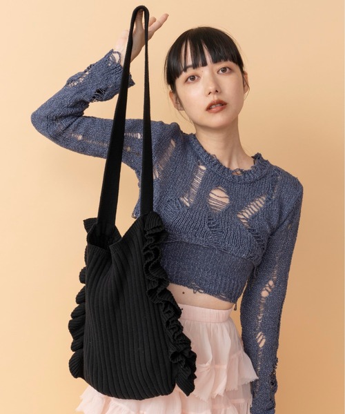 セール】Casselini(キャセリーニ)リブニットフリルトート