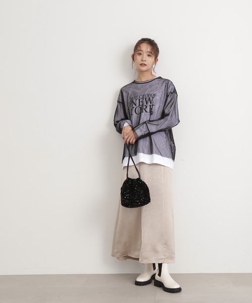 N.（N. Natural Beauty Basic）（エヌエヌナチュラルビューティーベーシック）の「◆ベルベットスパンコール巾着（ビジネスバッグ・レディース・グレー/ブラック・ﾌﾘ-）」の6枚目の写真