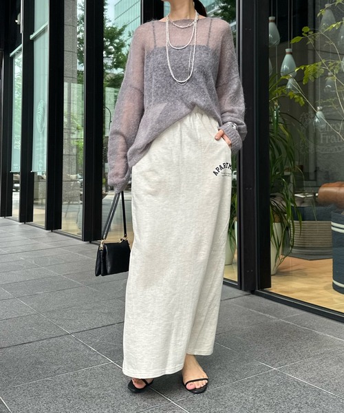 DouDou(ドゥドゥ)の「ミニ裏毛イージースカート(スカート・レディース・チャコールグレー/ベージュ・FREE)」の6枚目の写真