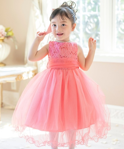 Catherine Cottage（キャサリンコテージ）の「スパンコールレースチュールドレス（ドレス・キッズ・ミント/ネイビー/シルバー/バーガンディー/ゴールド/ローズ/コーラルピンク/サックスブルー/ブルー/ライラック/ブルーグリーン/イエロー/ピンク/オフホワイト・100/110/140/130/120）」の10枚目の写真