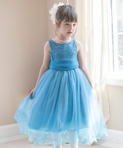 Catherine Cottage（キャサリンコテージ）の「スパンコールレースチュールドレス（ドレス・キッズ・ミント/ネイビー/シルバー/バーガンディー/ゴールド/ローズ/コーラルピンク/サックスブルー/ブルー/ライラック/ブルーグリーン/イエロー/ピンク/オフホワイト・100/110/140/130/120）」の18枚目の写真