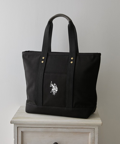 U.S. POLO ASSN.(ユーエスポロアッスン)の「【U.S. POLO ASSN.】キャンバストートM トートバッグ USPA2651(トートバッグ・レディース・ブラック/グリーン/インディゴブルー/ネイビー/ホワイト×ブラック/カモフラージュ/レッド/オフホワイト・FREE)」の4枚目の写真