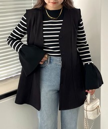 ベルスリーブパールフレアニット