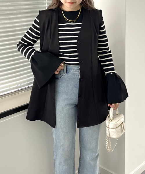 prose verse(プロズヴェール)の「ベルスリーブパールフレアニット(ニット/セーター・レディース・オフホワイト/ブラック・MEDIUM/LARGE)」の20枚目の写真