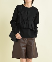 INTERPLANET | 異素材アシメフリルデザインプルオーバー(Tシャツ/カットソー)