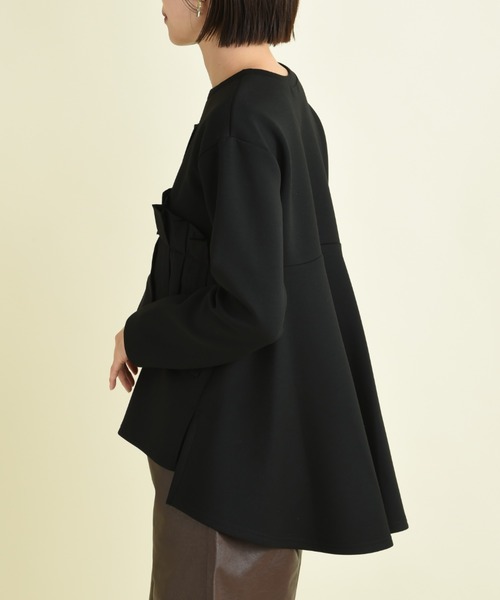 INTERPLANET（インタープラネット）の「異素材アシメフリルデザインプルオーバー（Tシャツ/カットソー・レディース・ブラック/オフホワイト/チャコールグレー・FREE）」の20枚目の写真